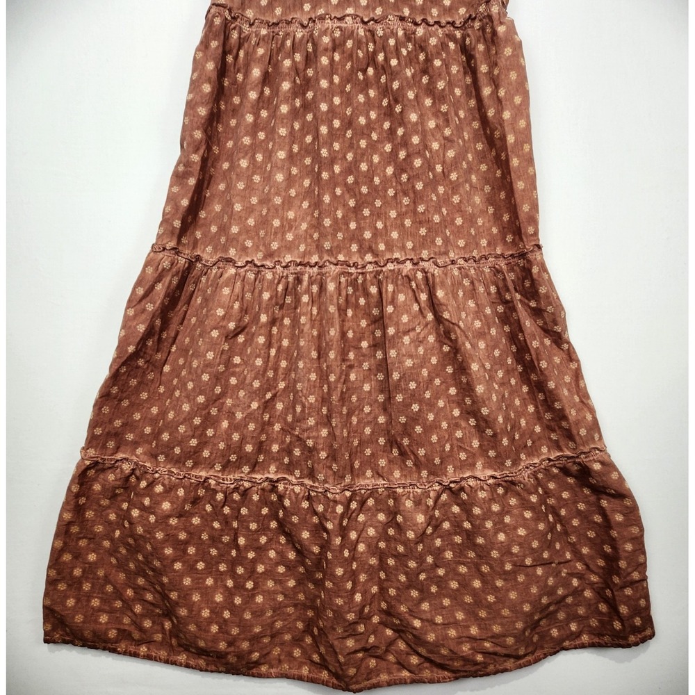 Cleo + Wolf Women's Floral Textured Country Style Midi Dress Brown Size S - Picture 2 of 7